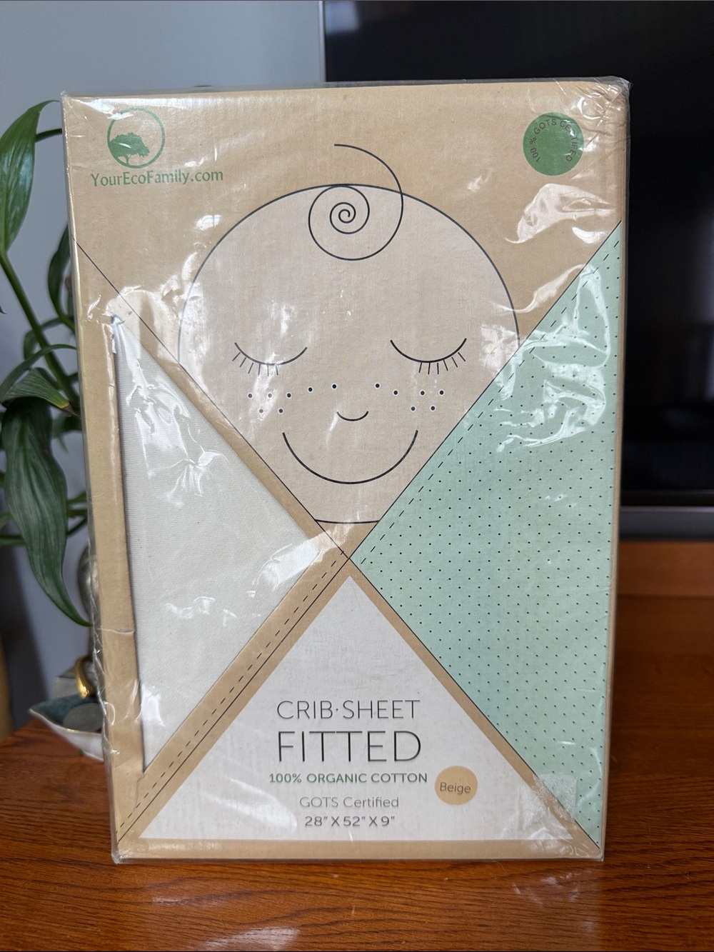 YourEcoFamily Beige Organic Cotton Fitted Crib Sheet